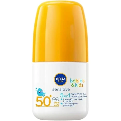 Oferta limitada: NIVEA SUN Babies & Kids Sensitive Roll-on FP 50+ (1 x 50 ml), crema solar para niños extra resistente al agua, crema solar para bebés y niños, protector solar roll-on para piel sensible de 9.99 € a 7.98 € (ahorro 20%)