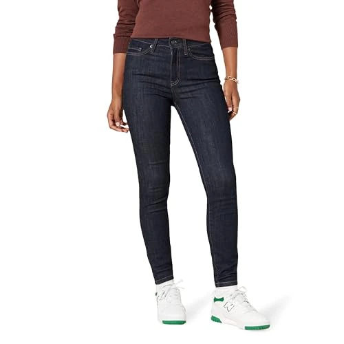 Amazon Essentials Damen Skinny-Jeans Hoher Bund - Auslaufmodell, Schwarze Spülung, 38 Lang