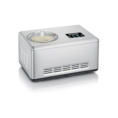SEVERIN EZ 7405 2-in-1 Ice Cream Maker Compressor Ice Cream Maker with Compressor for Homemade Yogurt, Ice Cream Maker with 1 Containers and Recipe Book, Stainless Steel