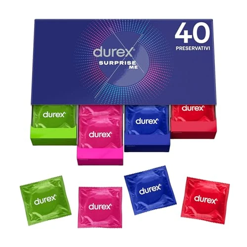Durex Surprise Me Condoms in Stylish Box, Exciting Versatility, Convenient and Discreetly Packaging, for Safe Sex & Extra Stimulation - 40 Bulk Pack (1 x 40 Pieces)