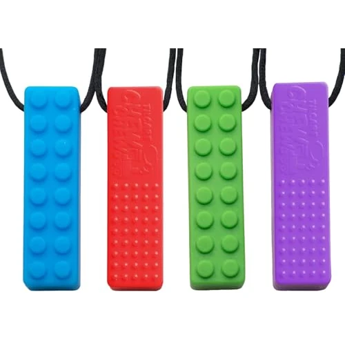 Oferta limitada: Collar Masticable Sensorial Tilcare - Forma Bloque, 4 Piezas Multicolor | Azul, Verde, Morado y Rojo | Colgante de Silicona Duradera para Morder | Para Niños y Adultos con Autismo o Hábito de Morder de 12.99 € a 11.99 € (ahorro 8%)