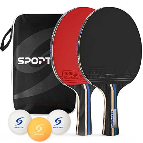 Beperkte aanbieding: Easy-Room Tafeltennisvleermuizen, Ping Pong Set met 2 vleermuizen en 3 ballen, Tafeltennisset, Tafeltennisvleermuis met draagtas van 27.00 EUR naar 27.00 EUR (besparing 0%)