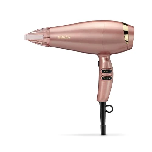 Offerta a tempo: BaByliss Asciugacapelli Rose Gold, 2100W Phon Capelli Professionale, Funzione ionica anti-crespo, asciugatura rapida, leggero, 3 impostazioni di calore, 2 velocità, Rose Gold, 5336PE — 43% da 58,08 € a 32,99 €