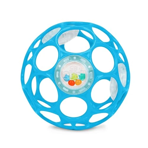 Bright Starts, Oball Rattle, Blau - Flexibles und leicht Greifbares Design, für Kinder Jeden Alters
