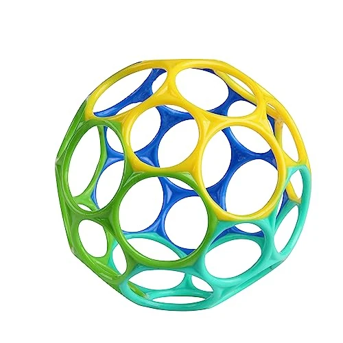 Bright Starts, Oball Easy Grasp Classic Ball Giocattolo per Neonati in Blu/Verde, età a Partire dal Neonato