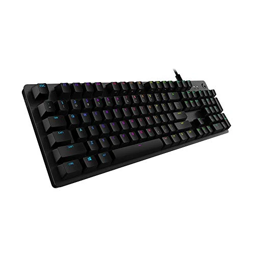 Logitech G512 Tastiera Gaming Meccanica, RGB LIGHTSYNC, Tasti Retroilluminati, GX Blue Clicky Switch, Telaio in Alluminio Spazzolato, Tasti Personalizzabili, USB, QWERTY US Layout, Carbon/Nero