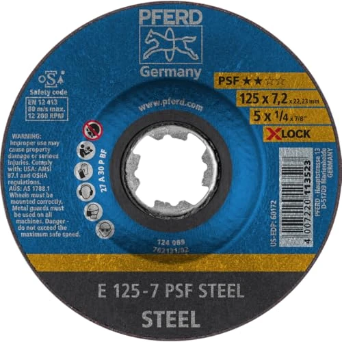 Offerta a tempo: PFERD 10 dischi abrasivi, 125 x 7,2 mm, X-Lock (22,23 mm), acciaio PSF, 62011125, per un cambio rapido e comodo degli utensili - 86% da 39.40 € a 5.59 €