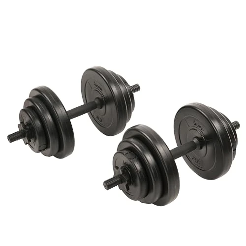 Sunny Health & Fitness Exercise Vinyl 18 KG Dumbbell Set Hand Weights for Strength Training, Weight Loss, Workout Bench, Gym Equipment, and Home Workouts - NO.087