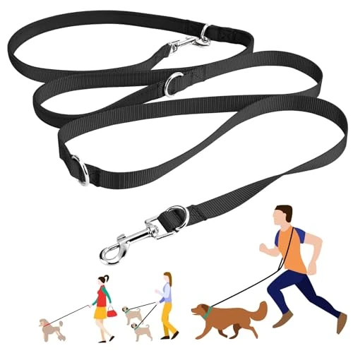 Offerta a tempo: oneisall guinzagli guinzaglio per cani Doppi - 2.5 metri - regolabile guinzaglio a spalla in nylon per Cane di Taglia Piccola Media e Grande - 24% da 14.39 € a 10.99 €