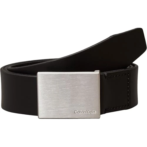Calvin Klein Men's Formal Plaque Belt 3.5cm K50k504309 Belts, Black (Black), 80