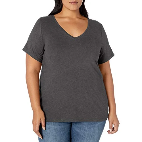 Limited-time offer: Amazon Essentials Women's Plus Size Short-Sleeve V-Neck T-Shirt, Charcoal Heather, 3X from $10.44 to $10.44 (save 0.00%)