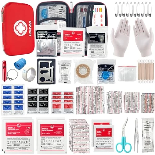 Offre limitée : HONYAO Trousse de Premier Secours, Trousse Pharmacie, 200 Pièces Boîte de d'urgence de Survie Extérieur pour Voiture Maison Lieu de Travail Voyage Camping Randonnée et Sports en Plein Air de 25.99 € à 22.99 € (12% de remise)