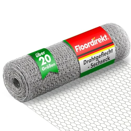 Offerta a tempo: Floordirekt Rete per Animali Tripla Torsione | Rete per Galline per recinzioni di pollaio e veliera da Giardino | zincata, 50 cm (H) / 25 m (L) / 25 mm Larghezza Maglie - 0.00% da 22.99 € a 22.99 €