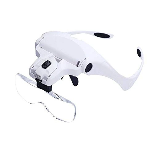 Tijdelijke aanbieding: Hoofdbevestiging Vergrootglas, Bysameyee Verlichte Vergrotende Hoofdband Glazen loepvizier met 2 LED-lampjes voor dichtbij werken, Sieradenwerk, Horlogereparatie, Kunst en ambacht, Leeshulp van 19.99 € naar 19.99 € (0.00% korting)