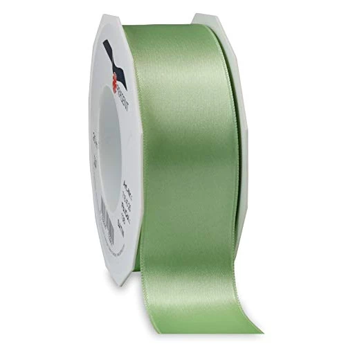 C.E. PATTBERG PRÄSENT Cinta regalo satén color verde pastel, 25 m de cinta de raso para envolver regalos, 40 mm de ancho, cinta de regalo para decoración y manualidades, cinta decorativa versátil