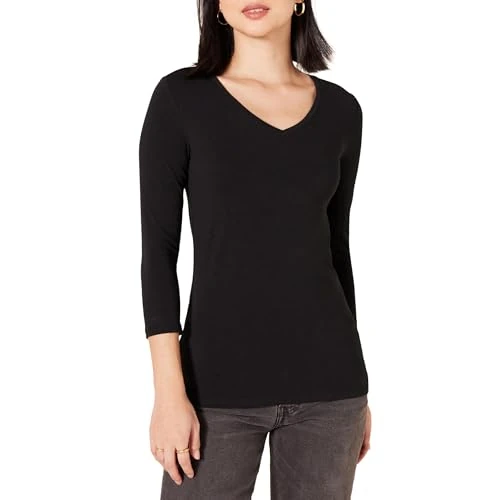 Tijdelijke aanbieding: Amazon Essentials dames T-shirt met driekwartmouwen en V-hals in klassieke pasvorm (verkrijgbaar in grote maten) van 16.49 EUR naar 16.49 EUR (korting 0%)