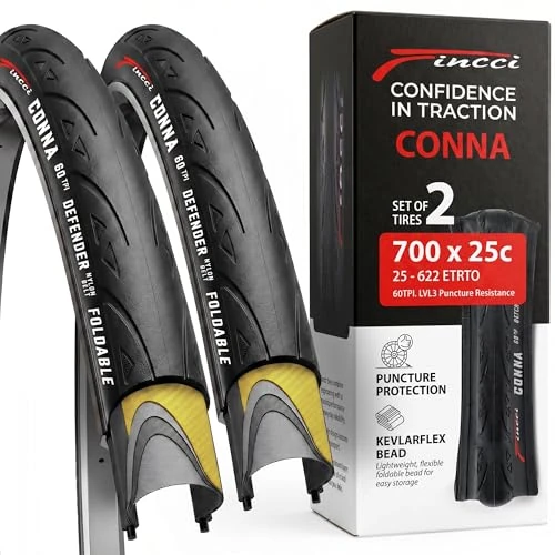 Offerta a tempo: Fincci Copertone Bici 700x25c 25-622 Pieghevole con Protezione Forature - 5% da 41.91 € a 39.81 €