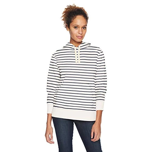 Offerta a tempo: Amazon Essentials Felpa con Cappuccio in Pile vestibilità Regular (Taglie Forti Disponibili) Donna, Bianco Righe, M - 13% da 20.00 € a 17.49 €