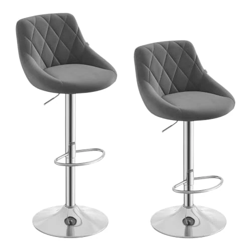Offerta a tempo: WOLTU Coppia Sgabelli Cucina con Schienale, Regolabile, PU Grigio scuro - 14% da 109.99 € a 94.99 €