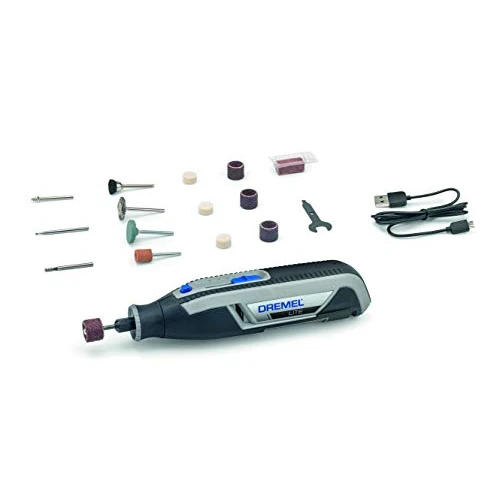 Dremel Lite 7760 - Multiherramienta inalámbrica (Batería 3.6 V, 2.0 Ah, kit con 15 accesorios, cargador USB, velocidad 8000-25000 rpm para tallar, grabar, amolar, limpiar, pulir, afilar y lijar)