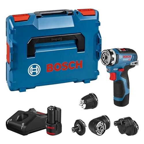 Bosch Professional 12V System GSR 12V-35 FC - Atornillador a batería (Brushless, 35 Nm, 4 cabezales FlexiClick, 2 baterías x 3.0 Ah, en L-BOXX)