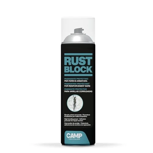 Offerta a tempo: CAMP Rust Block Passivante - Protettivo Spray per Ferri d'Armatura Anticorrosivo, Promuove l'Adesione per Malte e Crea una Barriera Protettiva - Pronto all'Uso, Indicato per Interni ed Esterni, 500ml - 5% da 19.90 € a 18.90 €