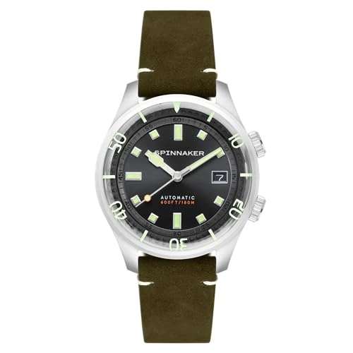 Offerta a tempo: Spinnaker Bradner Orologio Automatico da Uomo - Cassa in Acciaio Inossidabile 316L da 42 mm, Movimento Giapponese, Cinturino in Vera Pelle, Resistenza all'Acqua 18 ATM, Verde Oliva - SP-5062-02 - 0.00% da 184.95 € a 184.95 €