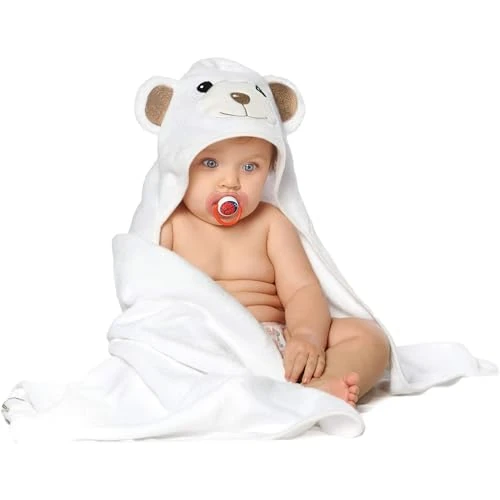 Offerta a tempo: Beybe Accappatoio Neonato 6-12 mesi fino a 5 anni 90 x 90 cm, Asciugamano Neonato Bagnetto 100% Cotone Naturale, Soffice e Delicato per la Pelle- Accappatoio bambino a forma di orsetto (Orsetto) - 0.00% da 24.90 € a 24.90 €