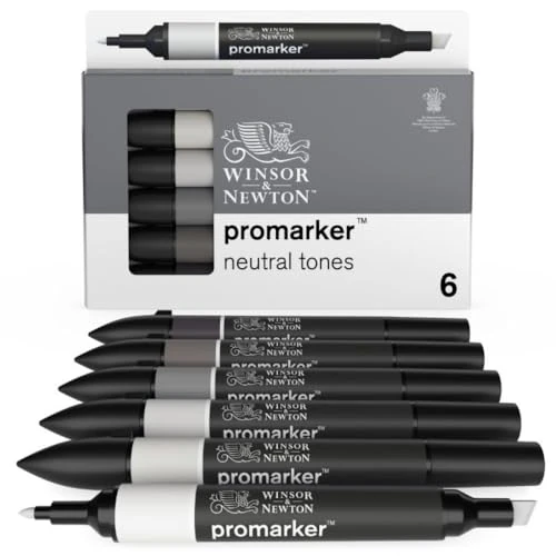Limitiertes Angebot: Winsor & Newton 0290154 ProMarker, Professioneller Layoutmarker - 2 Spitzen, fein und breit für Zeichnungen, Design und Layouts - 6 Farben Set -Neutrale Töne von 18.02 EUR auf 18.02 EUR (Spare 0%)