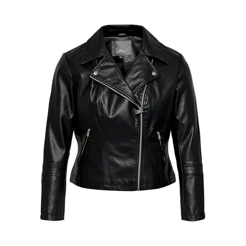 ONLY Carmakoma NOS Damen CAREMMY FAUX LEATHER BIKER NOOS Jacke, Schwarz (Black Black), 48 (Herstellergröße: 48)