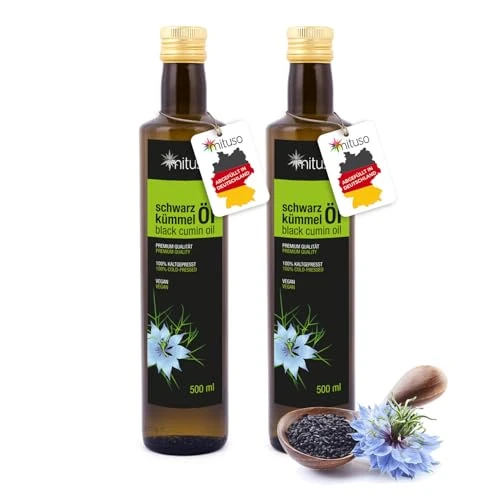 Oferta limitowana: mituso Olejek z czarnuszki, 100% czysty i tłoczony na zimno, 1 opakowanie (1 x 1000 ml) z 110.43 zł na 110.43 zł (oszczędź 0.00%)