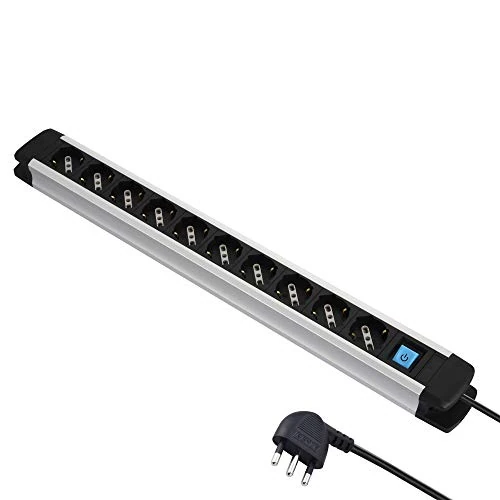 Oferta limitada: Electraline 61903 Regleta ALU-Line de 10 enchufes polivalentes, Schuko +10/16 A y 1 Interruptor Luminoso, 2 m, con Cuerpo de Aluminio de 30.89 EUR a 30.89 EUR (ahorro 0%)