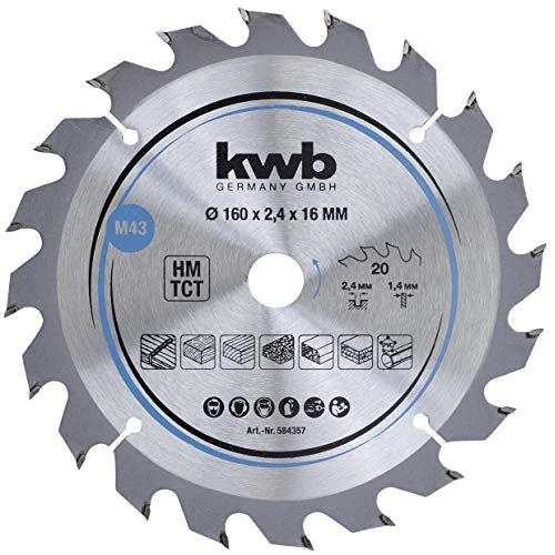 Limited-time offer: kwb 584357 Chipboard Circular Saw Blade 160 x 16 mm Clean Cutting Medium Number 20 Teeth Z-20 from $21.78 to $21.78 (save 0.00%)