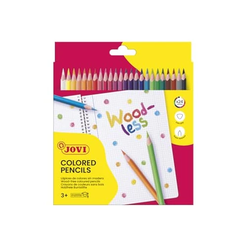 Jovi Woodless coloured pencils, wood-free, triangular shape, from 3 years, shatterproof, 24 colours in a box