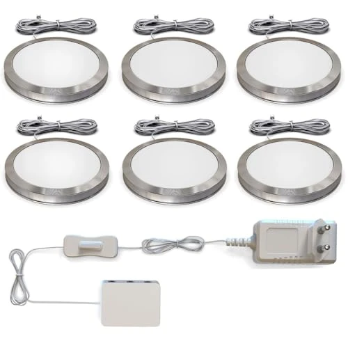 Oferta limitada: B.K.Licht Luz Mueble Cocina I Juego de 6 luces de gabinete I 6x1,8W I 170lm 3000K blanco cálido I Lámparas LED I Accesorios para vitrinas I Downlight de 28.26 € a 28.26 € (ahorro 0.00%)