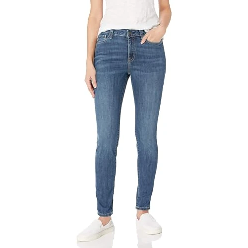 Offerta a tempo: Amazon Essentials Jeans Skinny Elasticizzati a Vita Media - colori fuori produzione Donna, Delavé Medio, 42 Corto - 36% da 23.54 € a 15.10 €