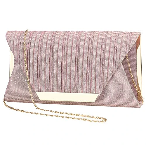 Offre limitee: LIGUL Sac du Soir pour Femmes - Embrayage Or, Argenté Brillant pour Filles et Travail (Rose) de 9.85 EUR a 9.85 EUR (economie 0%)