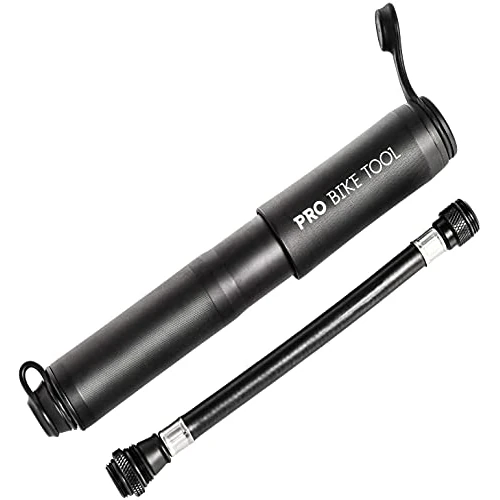 Pro Bike Tool Mini Pompe à vélo Classique – Convient aux valves Presta et Schrader – jusqu'à 100 PSI / 6,9 Bar – Pompe à Pneu de vélo pour vélo de Route et VTT – Petite, Portable et compacte montée