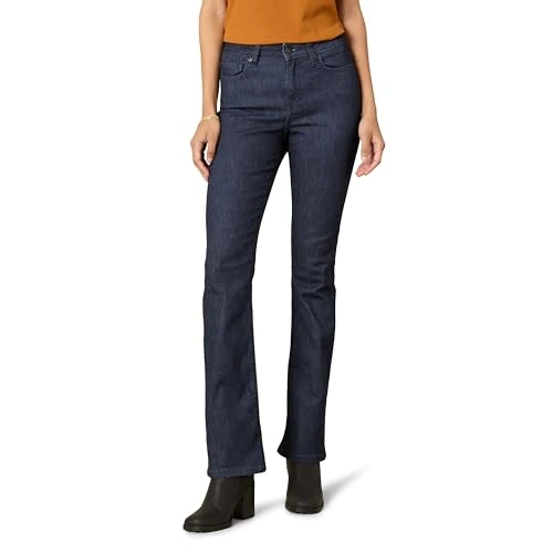 Amazon Essentials Jean Bootcut Extensible, Taille Mi-Haute - couleurs abandonnées Femme, Rincé, 48 Taille courte