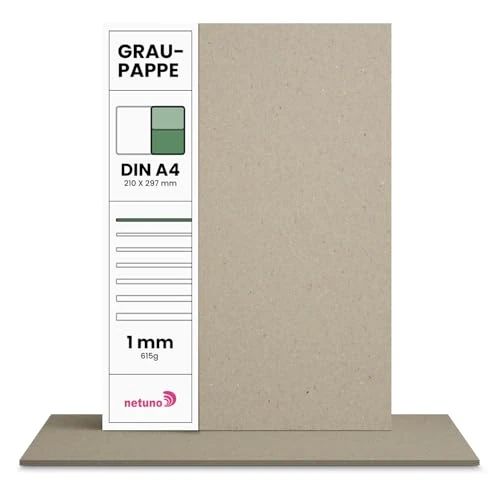 Zeitlich begrenztes Angebot: Netuno 20 Blatt Graupappe DIN A4 21 x 29,7 cm 615g 1 mm Buchbinderpappe Graukarton Buchbinden Bastelkarton Bastelpappe Kartenkarton graue Pappe zum Basteln Buchbinder Zubehör Buchbinderkarton von 10.00 € auf 10.00 € (0.00% Rab