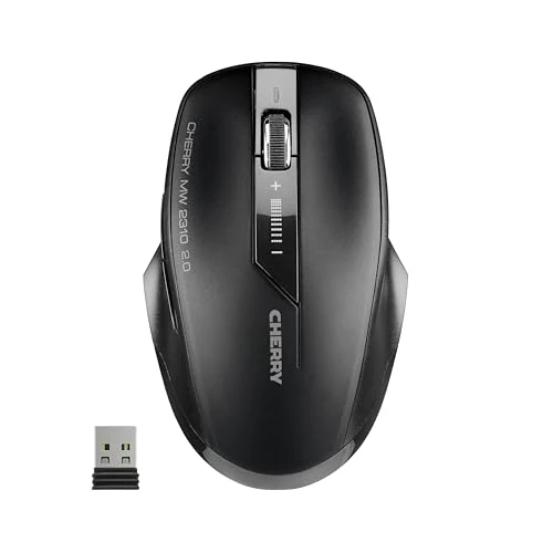 Offerta a tempo: CHERRY MW 2310 2.0, Mouse Wireless a 6 Tasti, 2,4 GHz RF con Portata di 10 m, Sensore Ottico e Interruttore DPI, Ricevitore USB Nano, Ambidestro, Nero - 32% da 25.99 € a 17.62 €