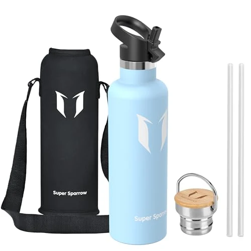 Oferta limitowana: Butelka na wodę Super Sparrow - Butelka ze stali nierdzewnej - Podwójna ścianka izolowana próżniowo - Standardowa butelka na usta - Bez BPA - Idealna jako butelka sportowa - 2 pokrywki (1000ml) z 94.00 zł na 94.00 zł (oszczędź 0.00%)