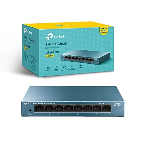 Offre limitée : TP-Link Switch Gigabit 8 Ports RJ45 (LS108G) Métal 10/100/1000 Mbps, Switch Ethernet idéal pour étendre Le réseau câblé pour Les Bureaux à Domicile, Bleu de 30.12 EUR à 25.00 EUR (remise 17%)