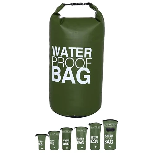 Zeitlich begrenztes Angebot: DonDon Dry Bag wasserdichte Tasche 2l, 5l, 10l, 15l, 20l, 30l Pack-Sack Beutel mit Schultergurt - Oliv 2 Liter von 12.99 € auf 12.99 € (0.00% Rabatt)