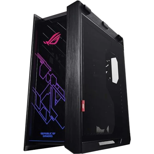 ASUS ROG Strix Helios Case Gaming, ATX e EATX, Mid Tower, Vetro Temperato Fumè su Tre Lati, Illuminazione Aura Sync RGB, Telaio in Alluminio, Maniglie per il Trasporto, USB 3.1, Nero