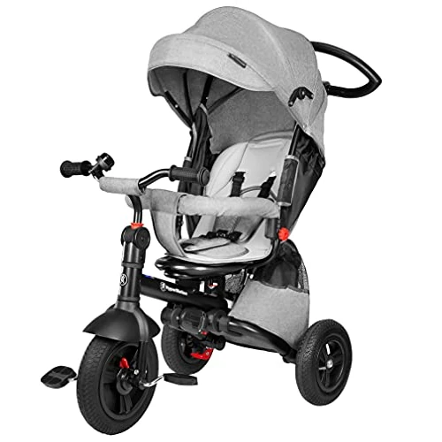 Zeitlich begrenztes Angebot: HyperMotion Tobi Velar Dreirad Kinder ab 1 Jahr mit Schubstange - Drehbarer Komfortsitz, Faltbar, Sicherheitsgurte, Gepumpte Räder, Regenmantel & Elterngriff - Grau von 117.00 € auf 117.00 € (0.00% Rabatt)
