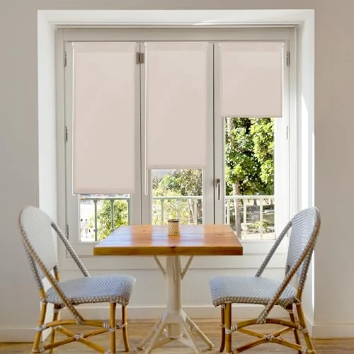 Blindecor Ara Lichtdoorlatend rolgordijn linnen, Easy Fix, Lichtbruin, 87 x 180 cm