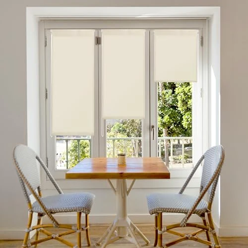 Offerta a tempo: Blindecor Aure | Tenda a rullo traslucida tinta unita senza perforazione - Beige, 62 x 180 cm (Larghezza x Altezza) | Dimensioni del tessuto 59 x 175 cm | Tende per interni senza attrezzi - 18% da 22.60 € a 18.57 €