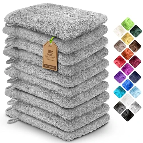 Zeitlich begrenztes Angebot: NatureMark 10x Waschhandschuhe aus Frottee 100% Baumwolle – Weich und Robust, Ideal für die tägliche Pflege und Gäste – Silber Grau, 15x21 cm von 13.95 € auf 11.35 € (19% Rabatt)