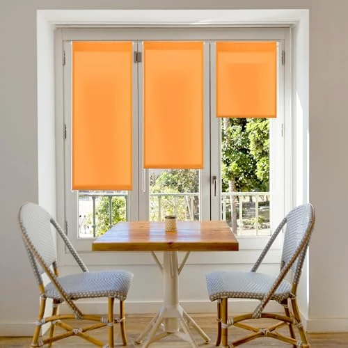 Limitiertes Angebot: Blindecor Aure | Lichtdurchlässiges Rollos für Fenster und tür ohne bohren mit klämmträger - Orange, 62 x 180 cm (BxH) | Stoffgröße 59 x 175 cm | rollo klemmfix lichtdurchlässig von 14.26 EUR auf 14.26 EUR (Spare 0%)